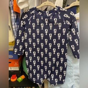 Vineyard Vines Kids Navy & White Lobster Rashguard Swim Onesie